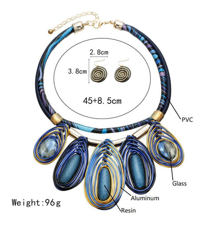 Braided Aluminium Resin Statement Necklace and Earrings Sets