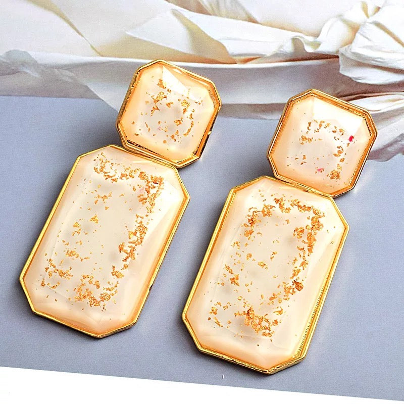 Bohemia Large Double Resin Statement Dangle Stud Earrings
