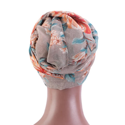 Lightweight Viscose Floral printed Fabric Turban Shawl Scarves Head Wraps