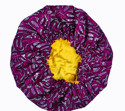 African Ankara Cotton Print Fabric With Satin Silk Lining Revisable Bonnet Caps