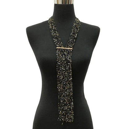 Long Bohemian Tribal Rhinestone Beaded Statement Necklace