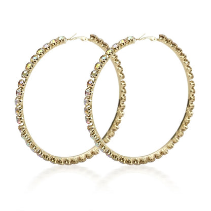 9CM Crystal Rhinestones Oversized Trendy Statement Hoop Earrings