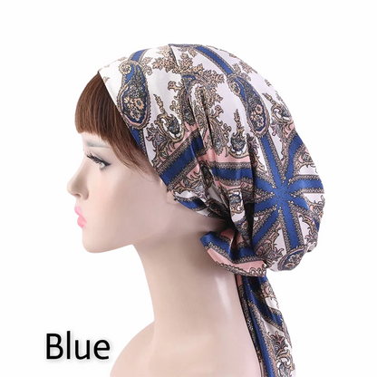 Luxury Satin Silk Head Scarf Bonnet Wrap Bow Ties