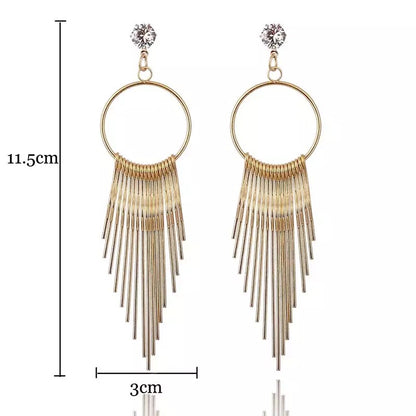 Long Retro Tassel Dangle Stud Earrings