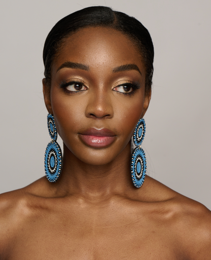 Long Beaded Dangle Statement Earrings