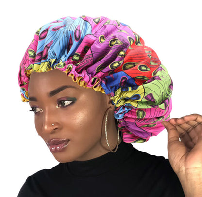 Adjustable Double Layered Revisable Satin Silk Bonnet Caps