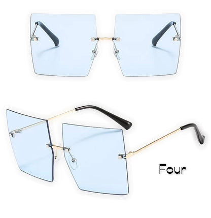 Oversized Trendy Square 400 UV Gradient Lenses Optical Rimless Sunglasses