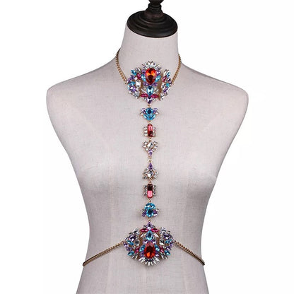 Crystal Rhinestone Sparkling Bling Body Harness Statement Chain Jewellery