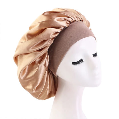 Large Band Satin Silk Single Layered Luxury Stylish Bonnet Caps
