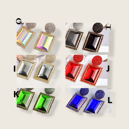 Large Crystal Diamante Rhinestone Elegant Dangle Stud Statement Earrings