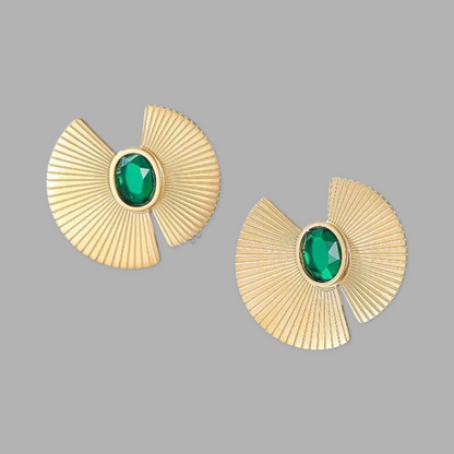 Elegant Glam Flower Designed Alloy Green Rhinestone Stud Earrings
