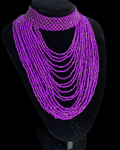Authentic Purple Tribal African Ethnic Maasai Choker Necklace