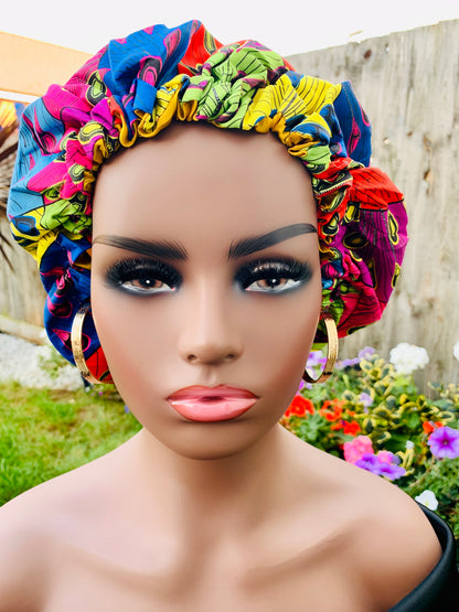 Adjustable Double Layered Revisable Satin Silk Bonnet Caps