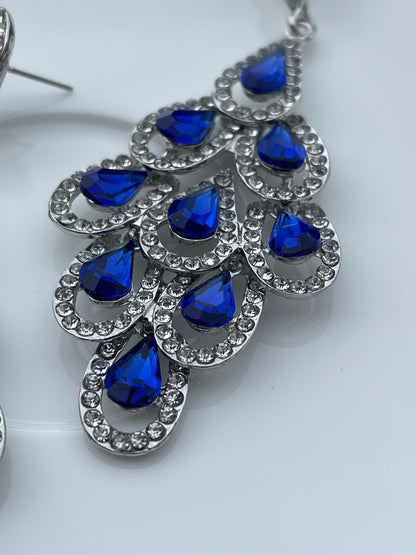 Crystal Diamante Rhinestone Sparkle Water Drop Elegant Statement Earrings