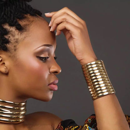 Ndebele Gold Cuff Leather Bangle Bracelets