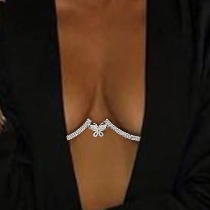 Crystal Rhinestone Bra Bracket Underwear Statement Body Chain Jewellery