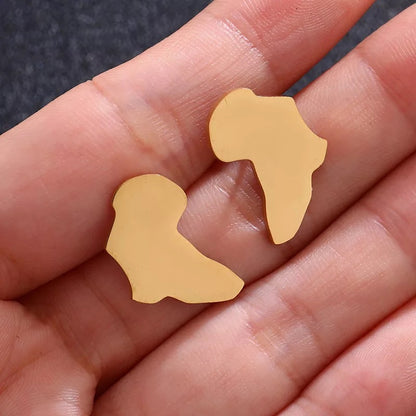 Africa Map Shaped Stud Earrings