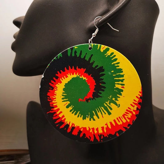 Hand Painted Heritage Wooden Dangle Earrings