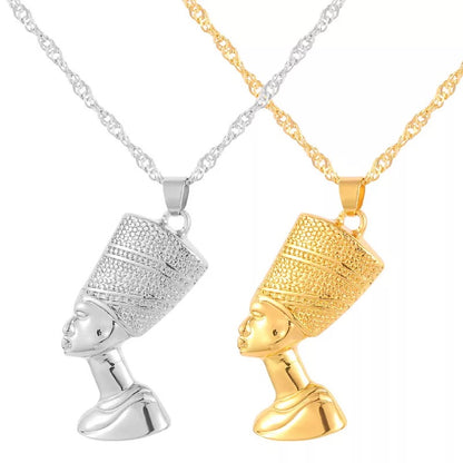 Ancient Egyptian Queen Nefertiti Head Shaped Pendant Necklace