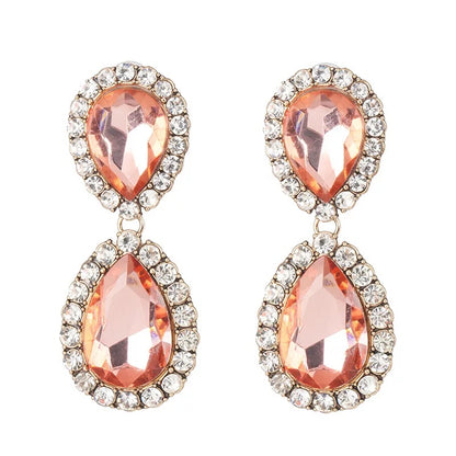 Large Crystal Diamante Rhinestone Sparkle Classic Elegant Statement Earrings
