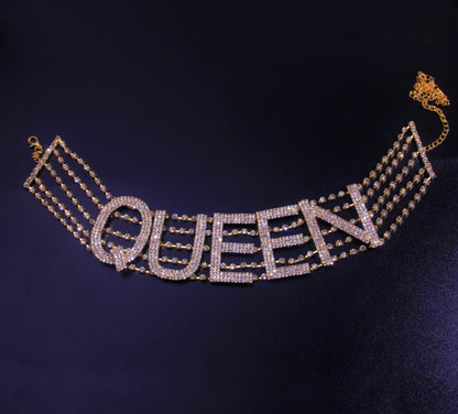 Queen Rhinestones Crystal Statement Choker Necklace