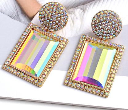 Large Crystal Diamante Rhinestone Elegant Dangle Stud Statement Earrings