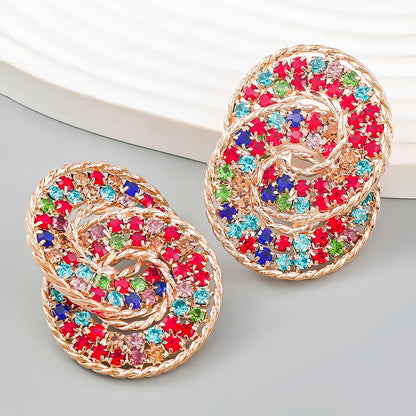 Elegant Diamante Rhinestone Stud Earrings