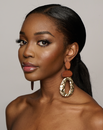 Long Wooden Asymmetric Designed Ethnic Dangle Stud Earrings