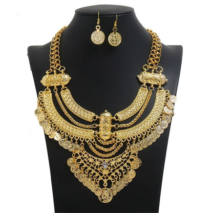Boho Tribal Gypsy Indian Turkish Moroccan Native Inspired Style Necklace Set