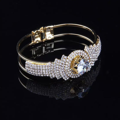 Elegant and Charming Rhinestone Pearl Stretch Bangle Bracelet