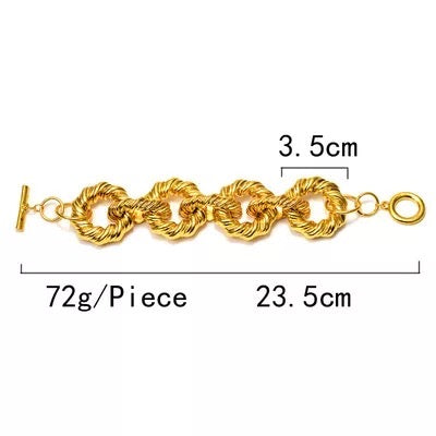 Elegant Gold Plated Interlocking Metal Statement Bracelets