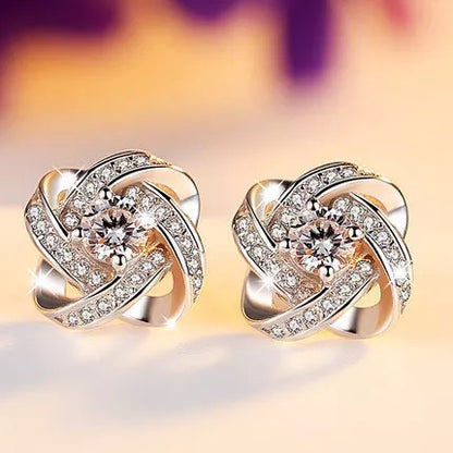 Sterling Silver Rhinestone Stud Earrings