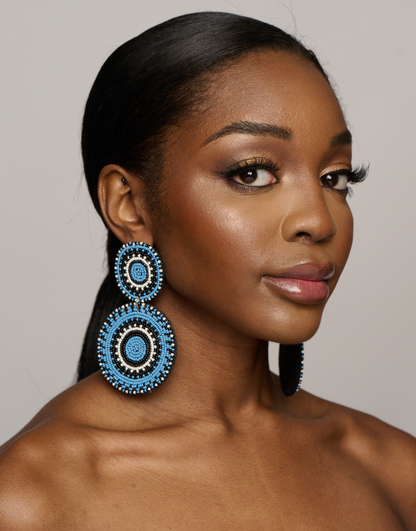 Long Beaded Dangle Statement Earrings