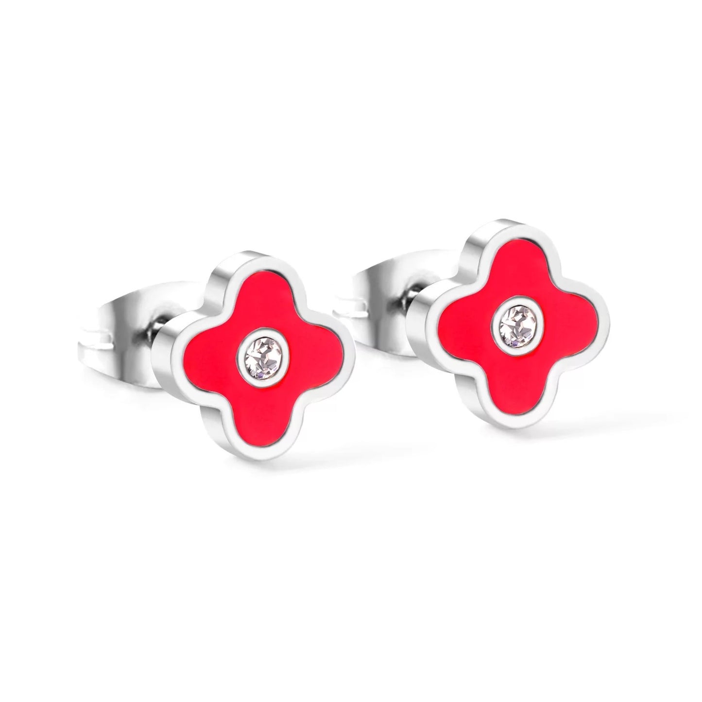 Small Stainless Steel Flower Design Stud Earrings