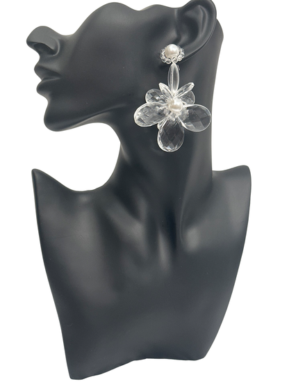 Elegant Flower Design Acrylic Dangle Statement Earrings