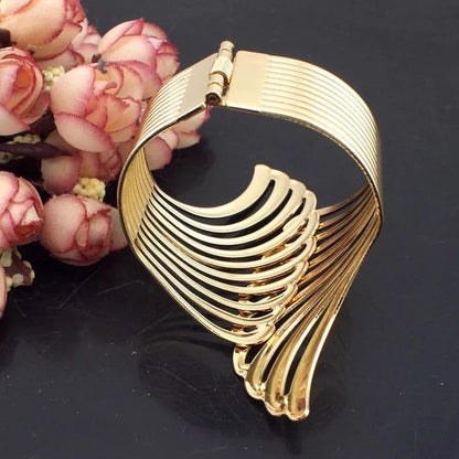 Boho Gold Plated Statement and Open Cuff Bangle Bracelet