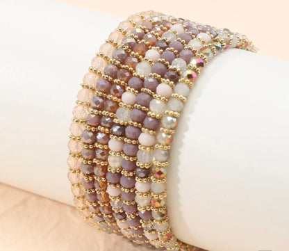 Bohemia 7 Pieces Glass Crystal Beaded Bangles Bracelets Sets