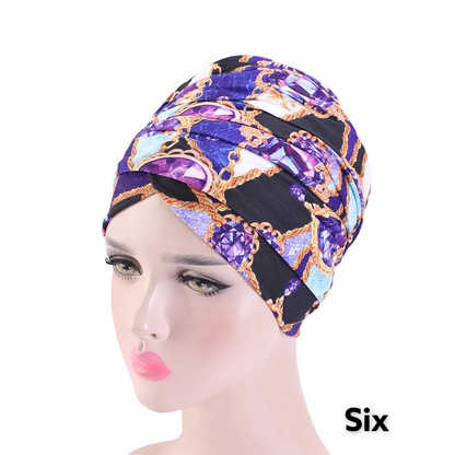 Pre Tied Long Stretch Printed Ankara Fabric Turban Head Wraps