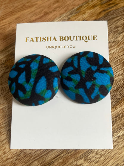 African Ankara Print Fabric Stud Earrings