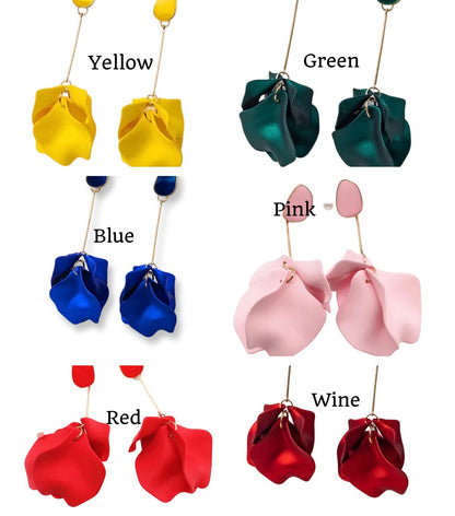 Lightweight Acrylic Flower Petals Wire Dangle Drop Earrings