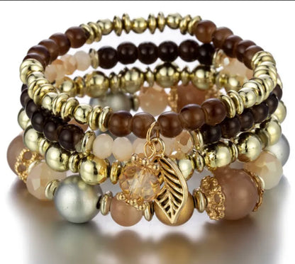 Bohemia 4 Pieces Beaded Charm Bracelets Sets