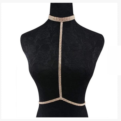 Crystal Rhinestone Body Harness Statement Choker Body Chain Jewellery