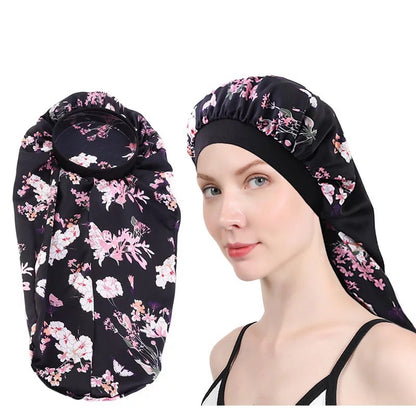 Long Satin Silk Single Layered Bonnet Caps For Braids And Long Hair