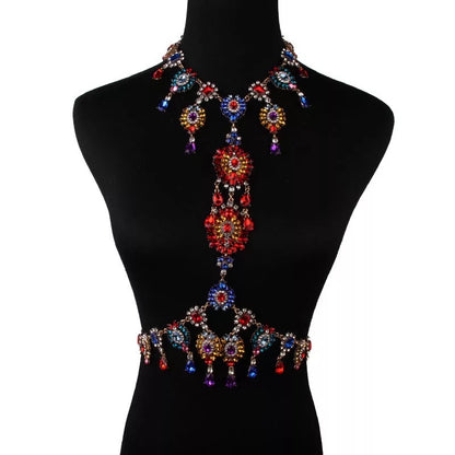 Rhinestone Sparkling Crystal Bling Body Harness Statement Chain Jeweller