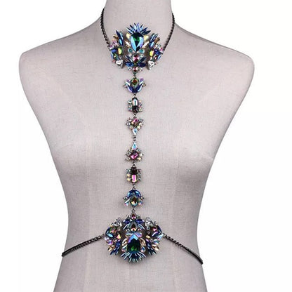 Crystal Rhinestone Sparkling Bling Body Harness Statement Chain Jewellery