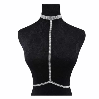 Crystal Rhinestone Body Harness Statement Choker Body Chain Jewellery