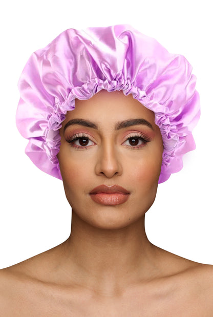 Adjustable Double Layered Satin Silk Deep Conditioner And Shower Bonnet Caps
