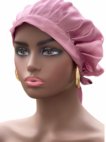 Satin Silk Single Layered Stylish Bonnet Cap With Ties