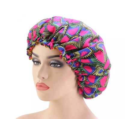 Adjustable Double Layered Revisable Satin Silk Bonnet Caps