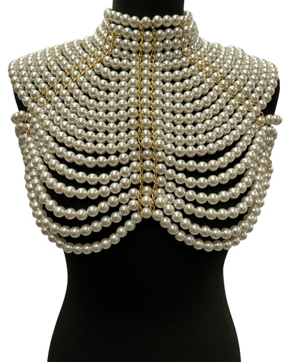 Boho Faux Pearls Collar Statement Chain Body Jewellery